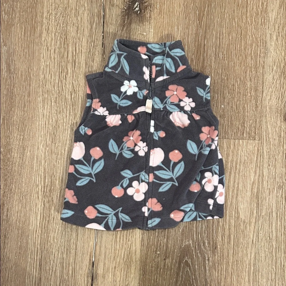 Carter's Gray Floral Fleece Vest